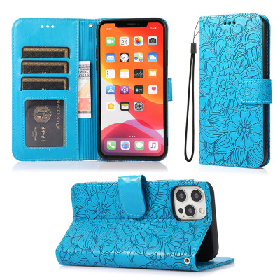 Samsung Galaxy S20 Ultra Cases Casebus - Embossed Flower Flip Wallet Phone Case - with 3 Card Slots plus 1 Cash Pocket Lanyard Soft Leather Kickstand Protective Case