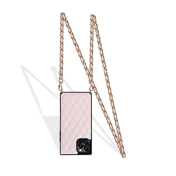 Casebus iPhone 12 Crossbody Case - Wrist Strap - for Lady - Leather - Pink - Crossbody Phone Case