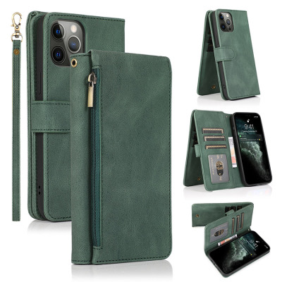 iPhone 15 Pro Max Case - Folio Flip Wallet Phone Case - Casebus Vintage Leather Flip Wallet Phone Case, 8 Card Slots 2 Cash Pockets Magnetic Closure, Kickstand with Wrist Strap Shockproof Cover - SENAAH