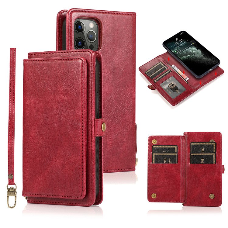 Snap Buckle Wallet Shoulder Strap Phone Case For iPhone 15 15Pro