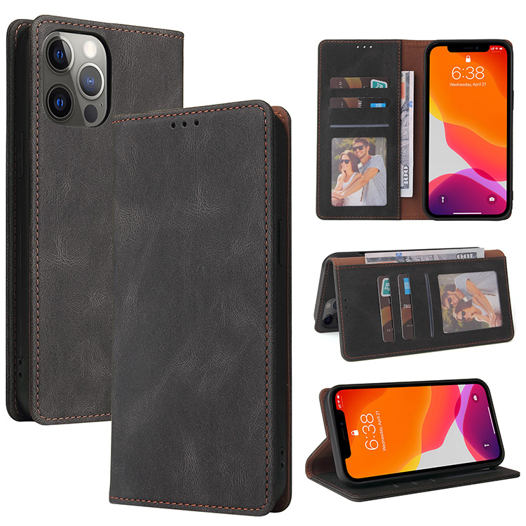 Casebus iPhone 8 Plus / 7 Plus Case Wallet Leather - Magnetic Closure - Flip Folio - Zipper Card Slots - Black - Wallet Cover