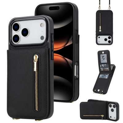 iPhone 17 Pro Max Case - Crossbody Wallet Phone Case - Casebus Crossbody Wallet Phone Case, 5 Card Slots, Premium Leather, Kickstand Shockproof Case - ALIANNA