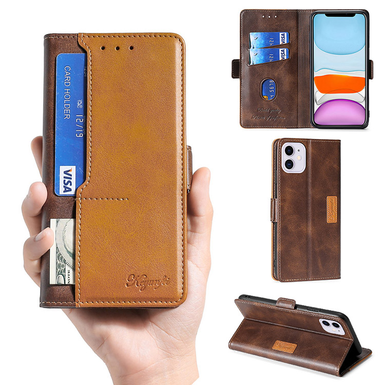 Casebus iPhone Xs Max Wallet Case - Credit Card Holder - Strap - Kickstand - Brown