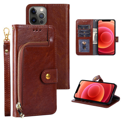 iPhone 14 Plus Case - Folio Flip Wallet Phone Case - Casebus Zipper Wallet Phone Case, Credit Card Holder Slot Leather Flip Kickstand Magnetic Protective Cover - VOLKER