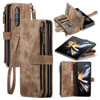 Samsung Galaxy Z Fold 3 Case - Folio Flip Wallet Phone Case - Casebus Zipper Flip Folio Wallet Phone Case, Premium Leather Cover with Card Slots Cash Pocket Magnetic Closure and Kickstand - SONORA