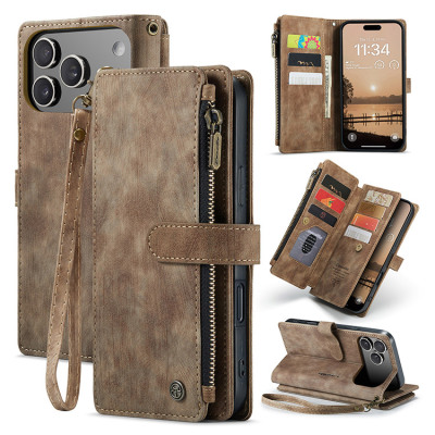 iPhone 17 Pro Max Case - Folio Flip Wallet Phone Case - Casebus Zipper Flip Folio Wallet Phone Case, Premium Leather Cover with Card Slots Cash Pocket Magnetic Closure and Kickstand - SONORA