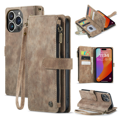 iPhone XR Case - Folio Flip Wallet Phone Case - Casebus Zipper Flip Folio Wallet Phone Case, Premium Leather Cover with Card Slots Cash Pocket Magnetic Closure and Kickstand - SONORA