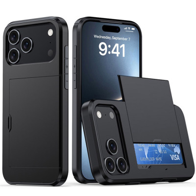 iPhone 17 Pro Max Case - Wallet Heavy Duty Phone Case - Casebus Classic Phone Case, with Credit Card Holder, Sliding Slot Heavy Duty Protection Dual Layer Armor Shell Cover - SHAREEF