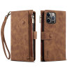 Casebus - Folio Flip Wallet Phone Case - Luxury Leather, with Card Slots, Zipper Pocket, Wrist Strap, Magnetic Closure Cover