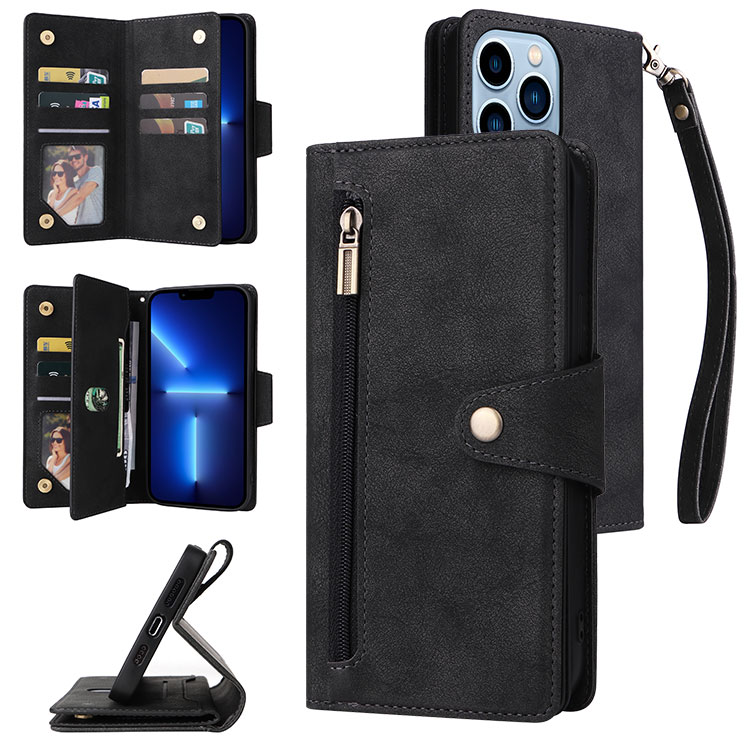 Case for Samsung Galaxy A51 5G Zipper Pocket Wallet Leather Case Magnetic  Closure Flip Cover - Black