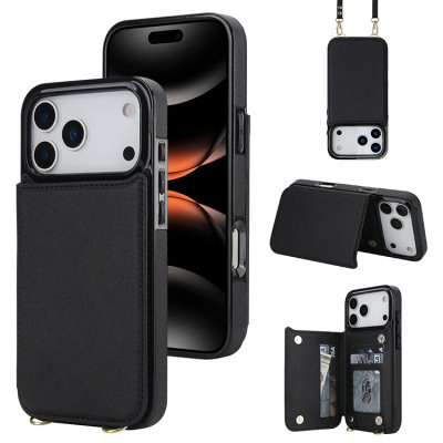 iPhone 17 Pro Max Case - Wallet Crossbody Phone Case - Casebus Crossbody Wallet Phone Case, With Detachable Strap Lanyard Magnetic Closure Credit Card Holder Leather Kickstand Shockproof Cover - WYNTER