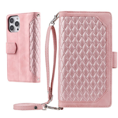 Casebus - Crossbody Flip Wallet Phone Case - Leather Magnetic Card Holder Zipper Pocket Lanyard Strap Kickstand Shockproof Cover