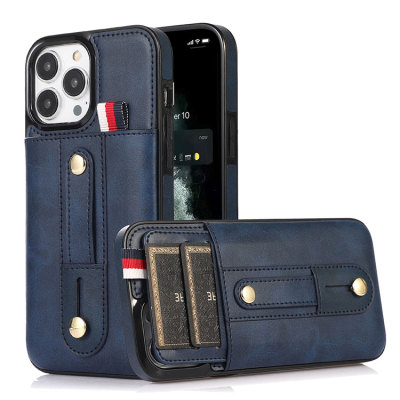 Wallet Phone Case - Casebus Back Wristband Ring Wallet Phone Case, Leather with Pushable Card Slots Ultra Thin Kickstand Shockproof Cover - RABAN