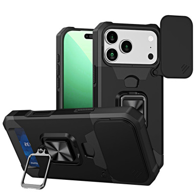 iPhone 17 Pro Max Case - Wallet Heavy Duty Phone Case - Casebus Wallet Phone Case, with Sliding Camera Cover, Card Holder Magnetic Ring Kickstand Heavy Duty Protective Cover - MYCHAL