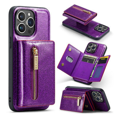Detachable Wallet Phone Case - Casebus Magnetic Glitter Detachable Wallet Phone Case, Tri Fold 7 Card Slots Large Cash Pocket Trifold Card Holder Shockproof Back Cover - ALLISON M3