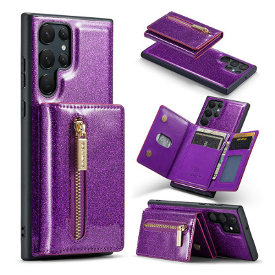 Samsung Galaxy S24 Plus Case - Detachable Wallet Phone Case - Casebus Magnetic Glitter Detachable Wallet Phone Case, Tri Fold 7 Card Slots Large Cash Pocket Trifold Card Holder Shockproof Back Cover - ALLISON M3