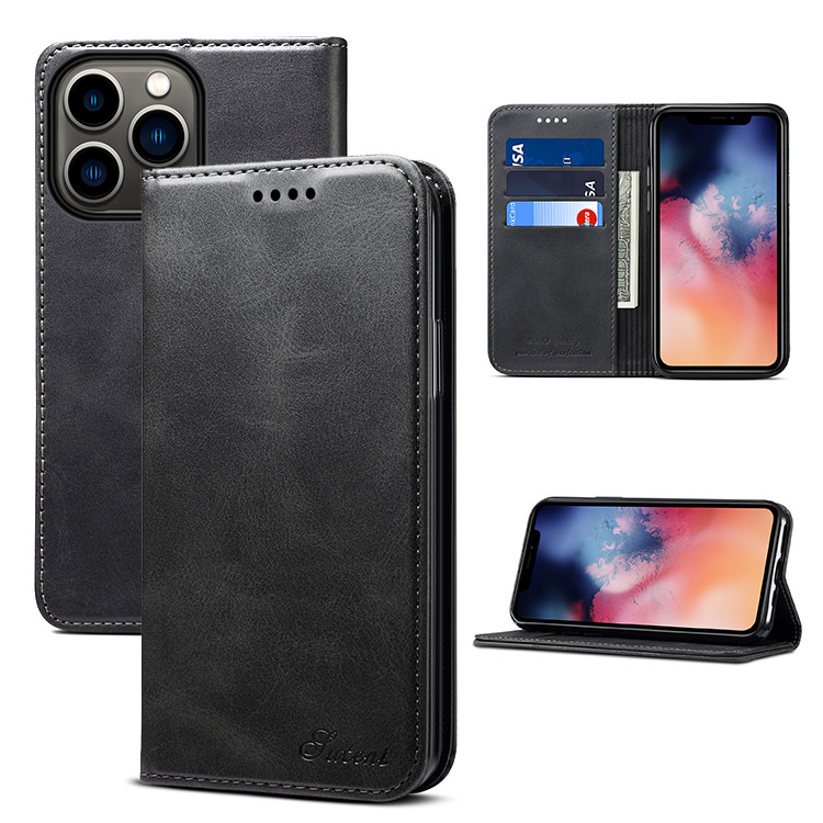 Casebus iPhone XR Case Wallet Leather - Magnetic Closure - Flip Folio - Zipper Card Slots - Black - Wallet Cover