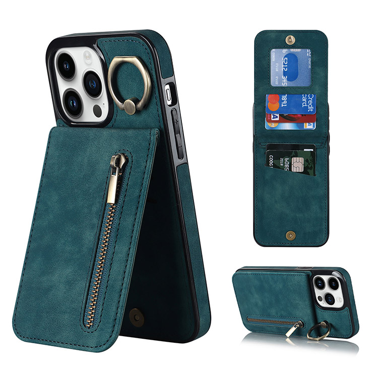 Casebus iPhone 11 Wallet Case - 9 Card Slots - Zipper Pocket - Blue - Wallet Case - Classic