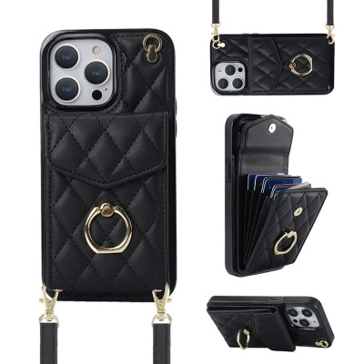 Wallet Crossbody Phone Case - Casebus Crossbody Wallet Phone Case, 360 Rotation Ring Holder, Card Slots & Detachable Wrist Strap, RFID Blocking, Kickstand, Shockproof Cover - HAIDEE