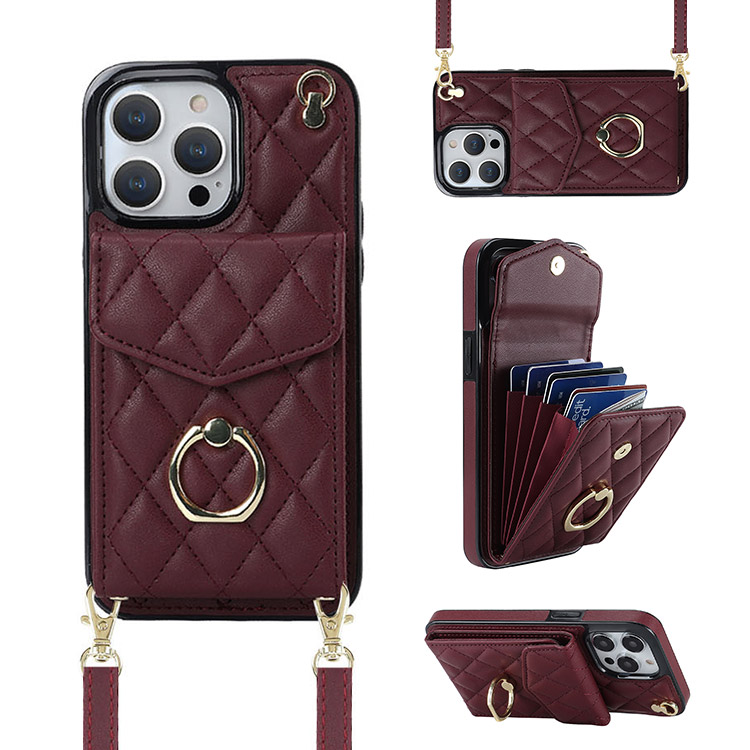 Casebus iPhone 11 Wallet Case - Crossbody - Creidt Card Slots - Lanyard - Ring Holder - Wristlet Strap - Red