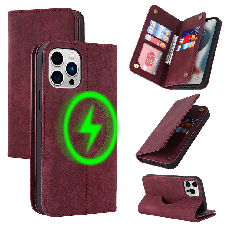 Custodia A Portafoglio Per IPhone 15 Plus In Pelle Con Slot Carte E Chiusura Magnetica. Antiurto E Con Supporto.