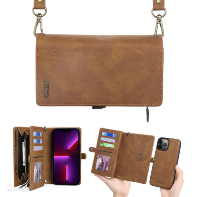 iPhone 6/6S Case - Detachable Crossbody Wallet Phone Case - Casebus Crossbody Detachable Phone Wallet Case, Zipper Purse & Card Slots, Wrist Strap Leather Shoulder Bag, Magnetic Back Cover - DOANNA