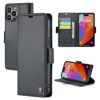 iPhone 15 Pro Max Case - Folio Flip Wallet Phone Case - Casebus Flip Folio Phone Wallet Case, Premium Leather, Magnetic Clasp & RFID Blocking Credit Card Slots, Kickstand Shockproof Cover - HARPER