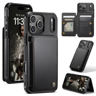 iPhone 17 Pro Max Case - Folio Flip Wallet Phone Case - Casebus Leather Flip Folio Phone Wallet Case, Magnetic Snap & RFID Blocking Card Slots, Kickstand Shockproof Protective Cover - NOVA