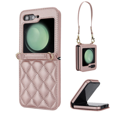 iPhone 13 Mini Case - Crossbody Wallet Phone Case - Casebus Slim Fashion Crossbody Case, Leather Lozenge Pattern, Adjustable Lanyard & Wrist Strap - OLIVIA