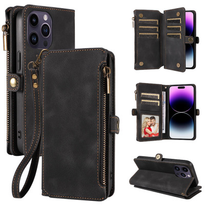 Samsung Galaxy S24 Plus Case - Folio Flip Wallet Phone Case - Casebus Flip Phone Wallet Case, Support Wireless Charging, Wrist Strap & Zipper Pocket Card Holder, Fullbody Protection, Kickstand Cover - DAKSA