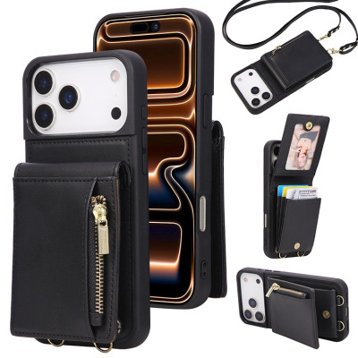 iPhone 13 Pro Max Case - Crossbody Wallet Phone Case - Casebus Crossbody Wallet Case, Leather Bag, with Card Holder & Magnetic Closure Zipper Purse, Removable Strap - JULIET