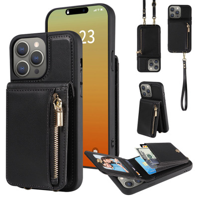 iPhone 12 Pro Max Case - Crossbody Wallet Phone Case - Casebus Crossbody Wallet Case, Leather Bag, with Card Holder & Magnetic Closure Zipper Purse, Removable Strap - JULIET
