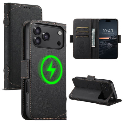 iPhone 17 Pro Max Case - Wallet Folio Flip Phone Case - Casebus Magsafe Wallet Case, Magnetic Flip Folio Leather Case, Support Wireless Charging, Shockproof - CAMERON
