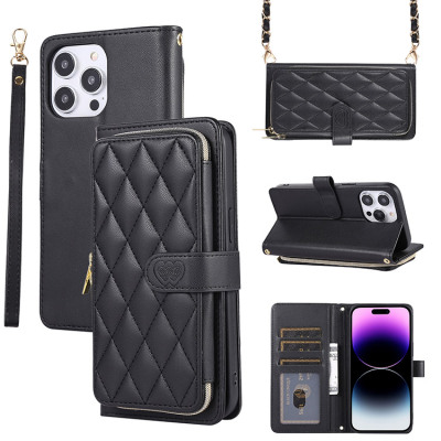 Samsung Galaxy S23 Case - Crossbody Wallet Folio Flip Phone Case - Casebus Flip Crossbody Wallet Case, Leather Zipper Purse, with Wrist Strap & Shoulder Strap - WILLOW