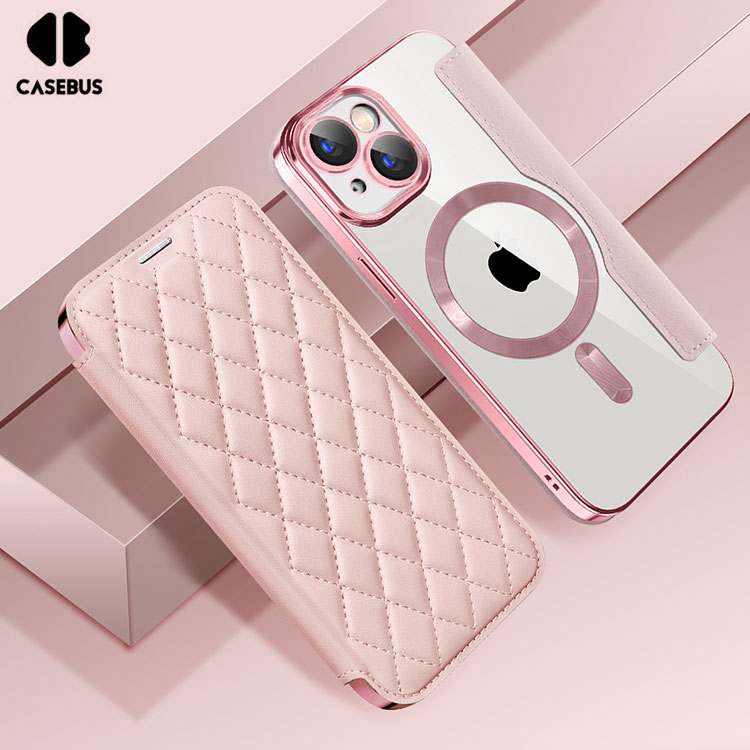Custodia Con Portafoglio E Specchio Per IPhone 16 Pro Max – Pelle Con Cordino Regolabile (rosa)
