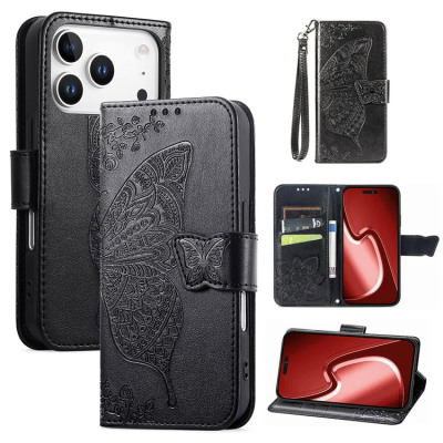 MacBook Air 13 (A1932/A2179/A2337) Case - Wallet Folio Flip Crossbody Phone Case - Casebus Wallet Flip Phone Case, Emboss Butterfly Flower, Leather Protective Cover, with Wrist Strap & Crossbody Strap - MAISIE