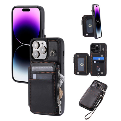 iPhone 15 Pro Case - Crossbody Wallet Phone Case - Casebus Zipper Wallet Phone Case, Leather Card Holder, with Wrist Strap & Shoulder Strap - MELODIE