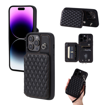iPhone 12 Case - Crossbody Wallet Phone Case - Casebus Crossbody Wallet Phone Case, Magnetic Clasp Bracket Card Holder, with Wrist Strap & Shoulder Strap - RADNOR