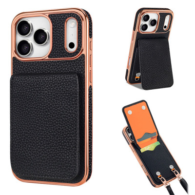 Wallet Crossbody Phone Case - Casebus Crossbody Wallet Phone Case, Luxury Electroplated Bumper, Magnetic Flip, with Card Holder - VIOLET