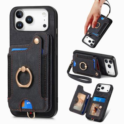 iPhone 11 Pro Max Case - Wallet Phone Case - Casebus Leather Wallet Phone Case, Magnetic Closure, Credit Card Holder, with Wrist Strap & Ring Stand - BRISTOL