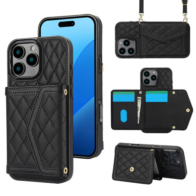 iPhone 13 Pro Max Case - Wallet Crossbody Phone Case - Casebus Crossbody Wallet Phone Case, Premium Leather, with Card Slots & Detachable Strap Lanyard, Shockproof Protective Cover - CLARA