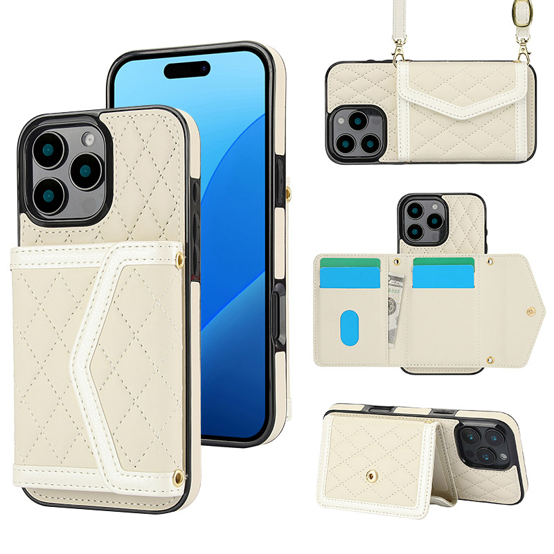 Borsa A Tracolla Per Cellulare In Pelle PU Con Portafoglio A Cerniera - Piccola E Leggera Con Tracolla Regolabile - Per Smartphone Fino A 6.5 Pollici (Nera/Ecru) - 3