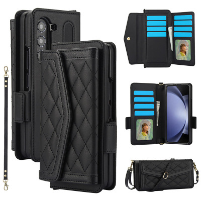 Wallet Folio Flip Crossbody Phone Case - Casebus Crossbody Flip Wallet Phone Case, Magnetic Closure, with RFID Blocking Credit Card Holder Slot & Wristband - EARTHA