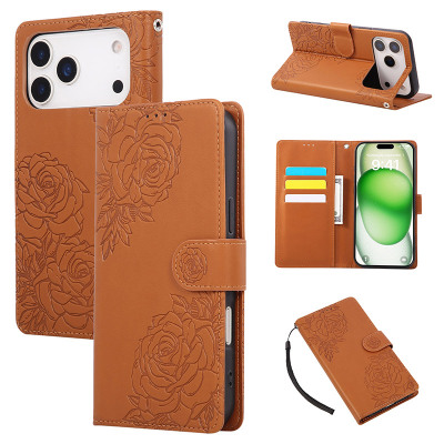 iPhone 13 Pro Max Case - Wallet Folio Flip Phone Case - Casebus Flip Wallet Phone Case, Stylish Flowers Pattern Design, Magnetic Closure, with Card Slots & Wrist Strap - BERTHA