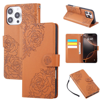iPhone 13 Case - Wallet Folio Flip Phone Case - Casebus Flip Wallet Phone Case, Stylish Flowers Pattern Design, Magnetic Closure, with Card Slots & Wrist Strap - BERTHA