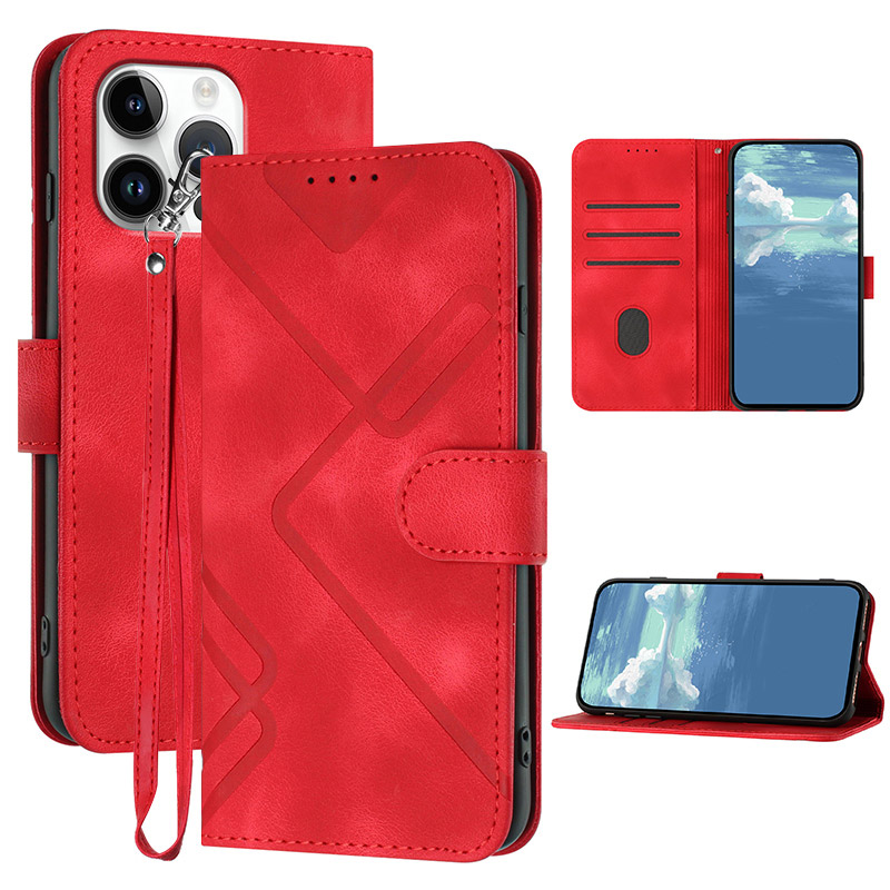 Custodia A Portafoglio Per IPhone XR Con Cinturino Da Polso – Pelle PU Con Slot E Chiusura Magnetica, Rosso