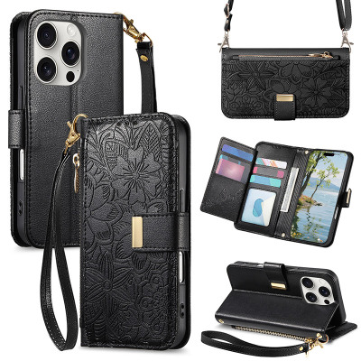 Samsung Galaxy S20 Ultra Case - Wallet Folio Flip Crossbody Phone Case - Casebus Crossbody Wallet Phone Case, Zipper Flip Folio Leather Cover, with Card Slot Holder & Wrist Band - BESS