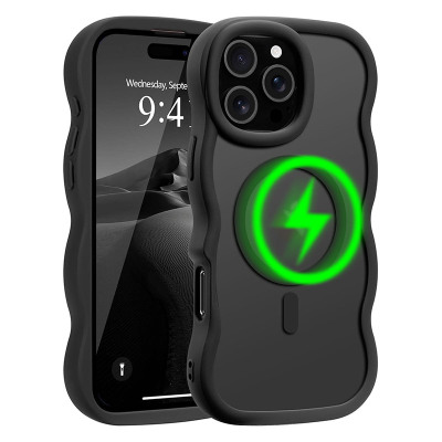 Samsung Galaxy Z Flip 5 Case - Heavy Duty Phone Case - Casebus Magnetic Phone Case, Support Magsafe, Curly Wavy Frame Design, Hard Translucent Matte Back Cover, Shockproof Protective - DELIA