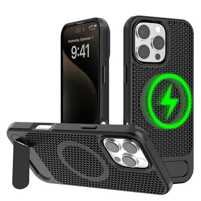 iPhone 13 Pro Max Case - Heavy Duty Phone Case - Casebus Magnetic Breathable Phone Case, Support Magsafe, Cellular Heat Dissipation Protective Cover, with Kickstand - ARIEL