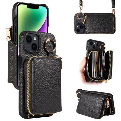 iPhone 13 Pro Max Case - Wallet Crossbody Phone Case - Casebus Crossbody Wallet Phone Case, Zipper Leather Purse, with Card Slot Holder & Detachable Lanyard - ARLENE